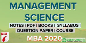 Read more about the article Management Science Notes | PDF, Syllabus, Book | MBA 2021