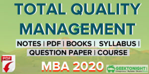 Read more about the article Total Quality Management PDF | Notes, Paper | MBA  2021