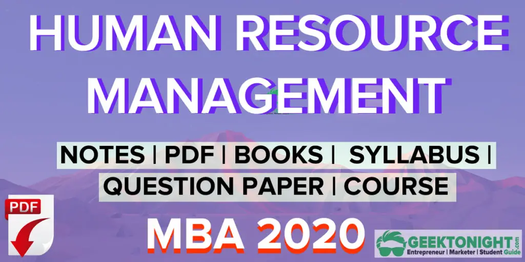 Human Resource Management Notes Hrm Pdf Mba 2021
